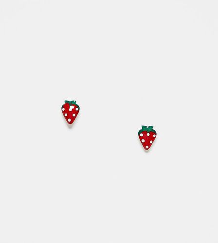 Boucles d'oreilles fraises en argent massif - Rouge - Kingsley Ryan - Modalova