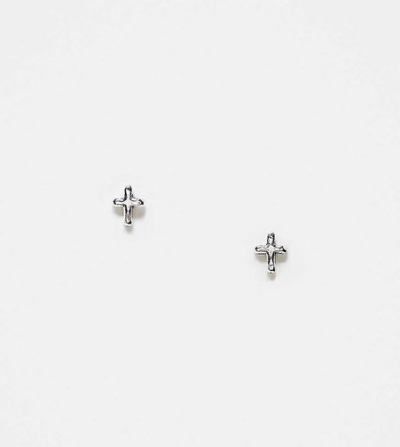 Boucles d'oreilles petites croix en argent massif - Kingsley Ryan - Modalova