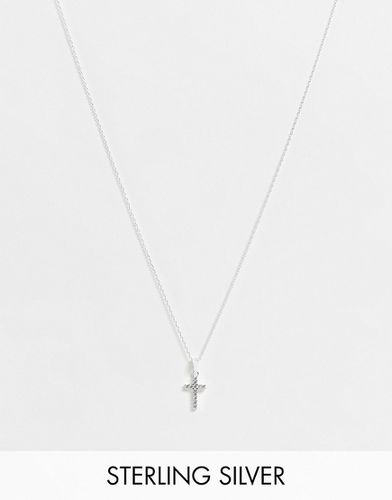 Collier en argent massif avec pendentif croix sertie de cristaux - Kingsley Ryan - Modalova