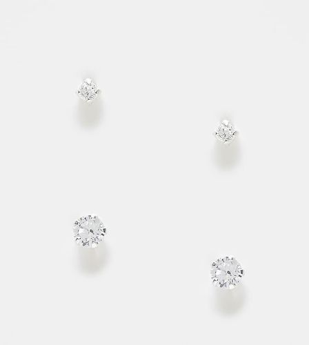 Lot de 2 paires de boucles d'oreilles en argent massif avec strass - Kingsley Ryan - Modalova