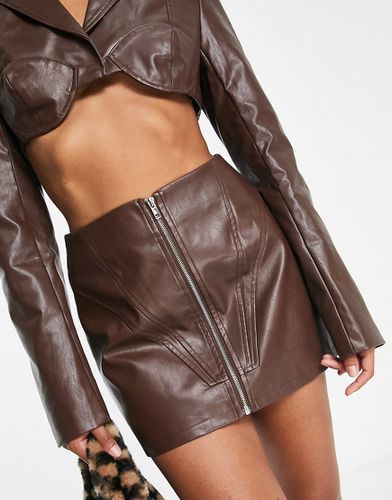The Brand - Mini-jupe d'ensemble taille haute zippée devant - Chocolat - Kyo - Modalova