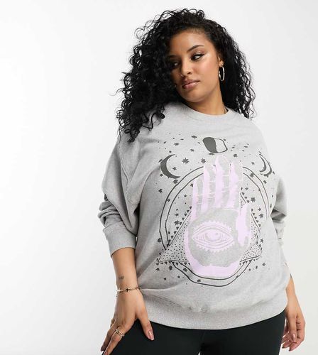 HNR LDN Plus - Hamsa - Sweat à imprimé graphique - cendré - Hounour Plus - Modalova