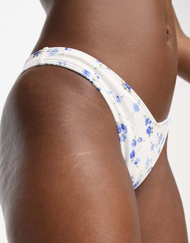 Bas de bikini d'ensemble échancré à fleurs avec coupe en V sur le devant - et bleu - Hollister - Modalova