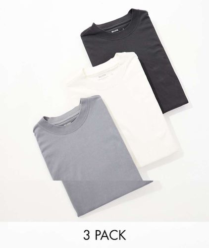 Lot de 3 t-shirts coupe carrée - Blanc/gris/noir - Hollister - Modalova