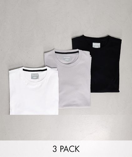 Lot de 3 t-shirts ras de cou ajustés à petit logo - Blanc/gris/bleu marine - Hollister - Modalova