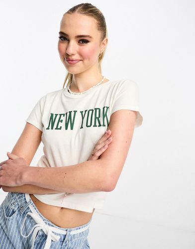 T-shirt crop top imprimé New York - Hollister - Modalova