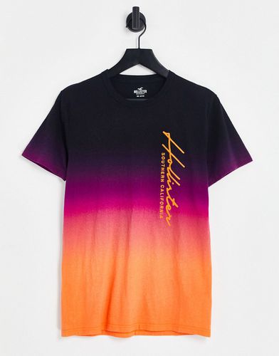 T-shirt effet dip-dye dégradé avec inscription logo sur le côté - /orange - Hollister - Modalova