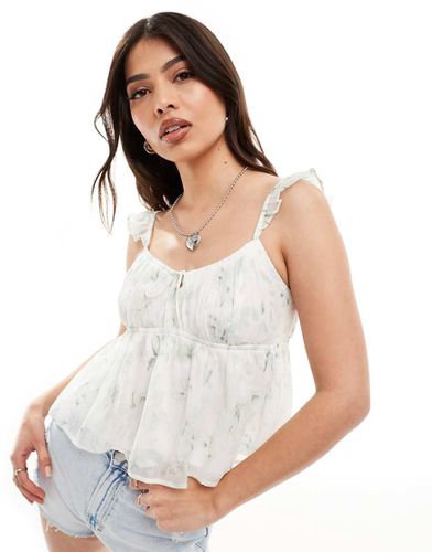 Top babydoll en mousse à épaules dénudées - fleuri - Hollister - Modalova