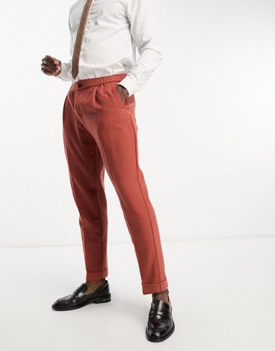 Mariage - Pantalon court coupe slim en laine mélangée avec taille élastique - Rouille - Harry Brown - Modalova