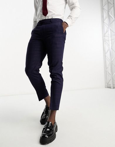 Pantalon court coupe ajustée à carreaux - Bleu marine/rouge - Harry Brown - Modalova