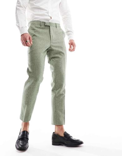 Pantalon de mariage ajusté longueur cheville en tweed de laine mélangée à chevrons - Harry Brown - Modalova