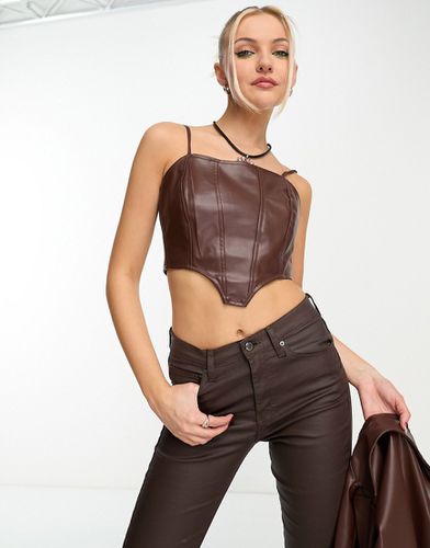 Top corset d'ensemble en imitation cuir - Marron chocolat - Heartbreak - Modalova