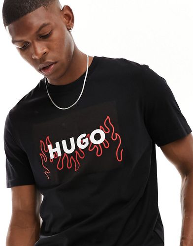 Hugo - Dulive - T-shirt à encadré logo - Hugo Red - Modalova