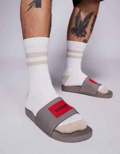 Timein - Claquettes  logo encadr - clair - Hugo Red - Modalova