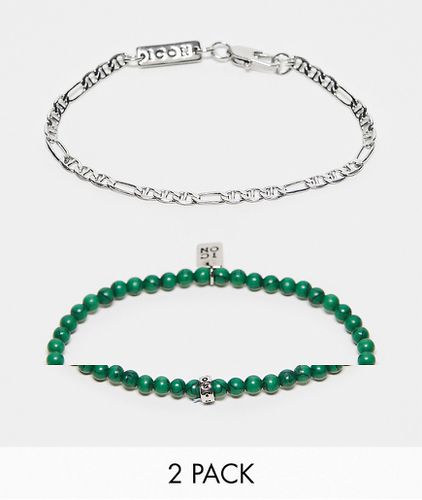 Lot de 2 bracelets ornés de perles et maillons - /vert - Icon Brand - Modalova