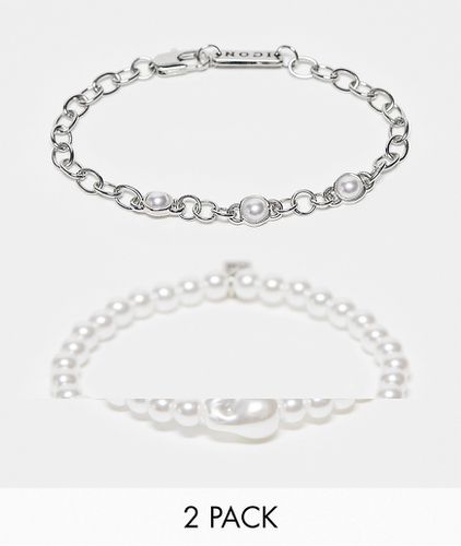 Lot de 2 bracelets ornés de perles et maillons - Icon Brand - Modalova