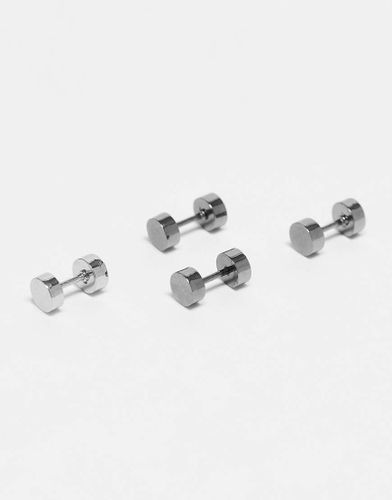 Lot de clous d'oreilles en acier inoxydable brossé - Icon Brand - Modalova