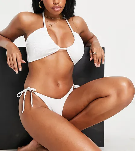 Mix & Match - Bas de bikini côtelé avec liens - Ivory Rose - Modalova
