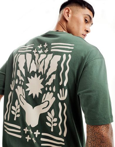 T-shirt oversize à imprimé Natures Balance au dos - Vert foncé - Jack & Jones - Modalova