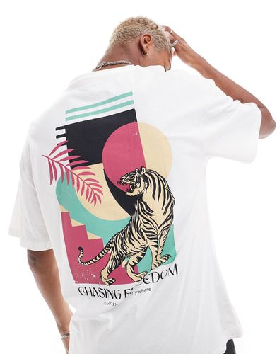 T-shirt oversize avec imprimé tigre au dos - Jack & Jones - Modalova