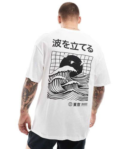 T-shirt oversize avec imprimé vague japonaise au dos - Jack & Jones - Modalova