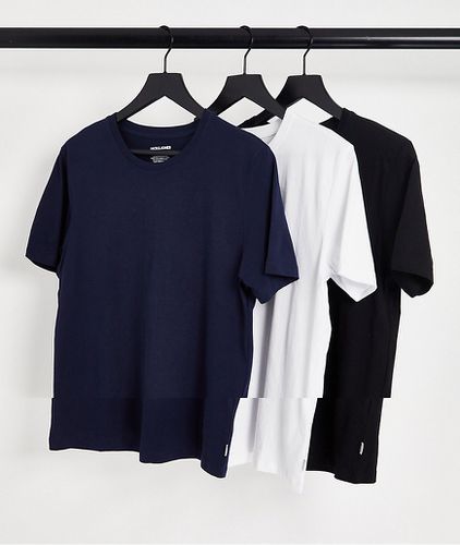 Essentials - Lot de 3 t-shirts en coton - Noir/blanc/bleu marine - MULTI - Jack & Jones - Modalova