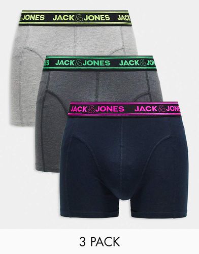 Lot de 3 boxers à taille fluo - /gris - Jack & Jones - Modalova