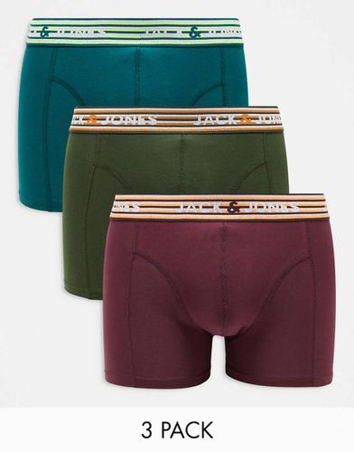 Lot de 3 boxers à taille rayée - /bordeaux - Jack & Jones - Modalova