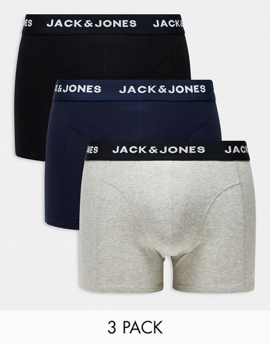 Lot de 3 boxers avec logo à la taille - Gris multicolore - Jack & Jones - Modalova