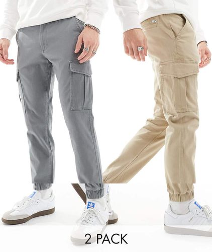 Lot de 2 pantalons cargo resserrés aux chevilles - Beige et - Jack & Jones - Modalova