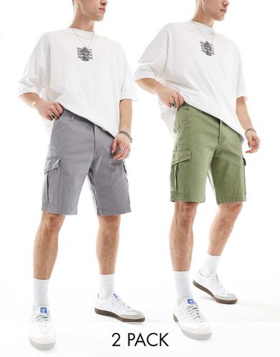 Lot de 2 shorts cargo - Gris/kaki - Jack & Jones - Modalova