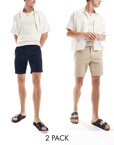 Lot de 2 shorts chino - Bleu marine et beige - Jack & Jones - Modalova