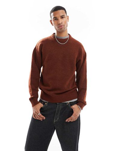 Pull ras de cou oversize en maille duveteuse - Rouille - Jack & Jones - Modalova