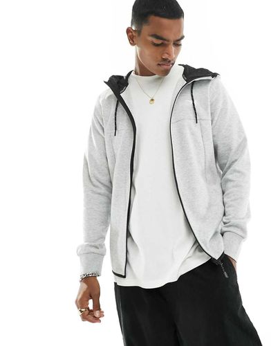 Sweat à capuche zippé en tissu technique - clair chiné - Jack & Jones - Modalova