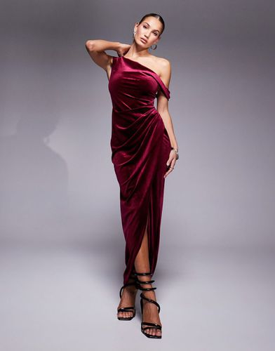 Robe longue texturée effet velours coupe asymétrique - Bordeaux - Jaded Rose - Modalova