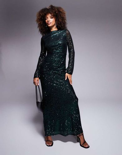 Robe longue à sequins avec manches longues - Émeraude - Jaded Rose - Modalova