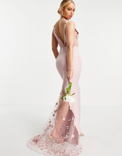 Robe longue à dentelle florale 3D - Blush - Jarlo - Modalova