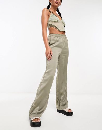 Kira - Pantalon dad en satin - Taupe - Jjxx - Modalova