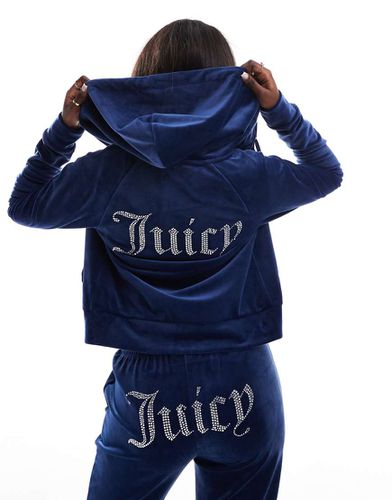 Sweat à capuche d'ensemble zippé en velours - foncé - Juicy Couture - Modalova