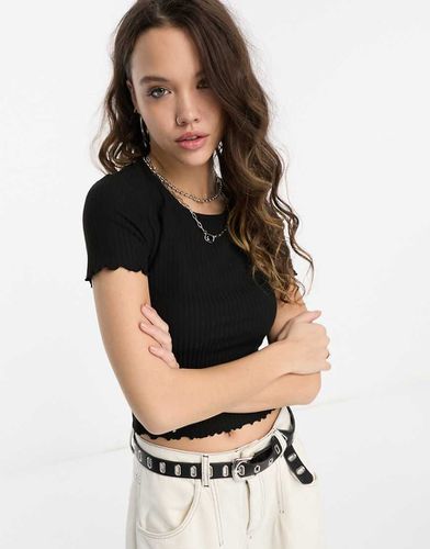 T-shirt crop top à bordure ondulée - Only - Modalova