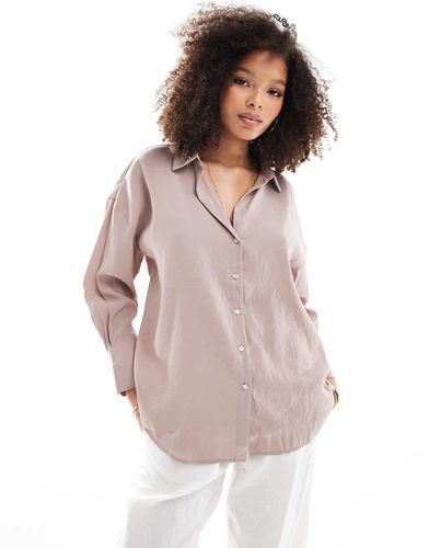 Chemise texturée oversize à manches longues - Beige - Only - Modalova