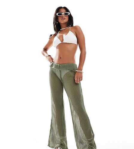 Pantalon de plage évasé avec revers à la taille - Vert clair - Only Petite - Modalova