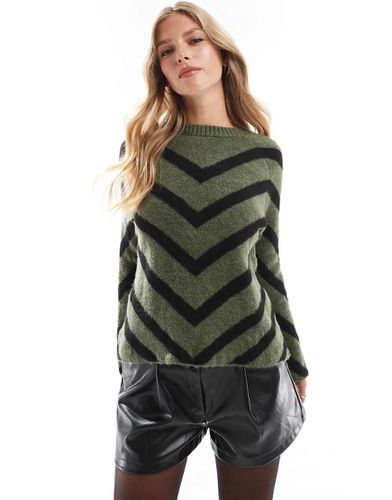 Pull en maille à rayures - Vert foncé - Only - Modalova