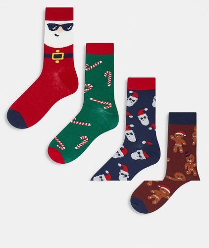 Coffret cadeau avec 4 paires de chaussettes de Noël - Imprimé multicolore - Only & Sons - Modalova