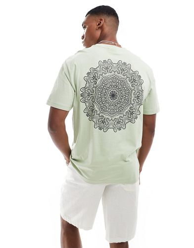 T-shirt décontracté avec imprimé mandala au dos - Sauge - Only & Sons - Modalova