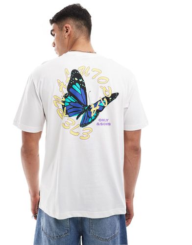 T-shirt décontracté avec imprimé papillon au dos - Only & Sons - Modalova
