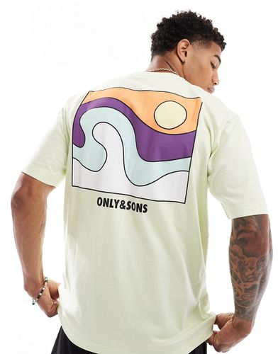 T-shirt décontracté avec imprimé plage effet color block au dos - Citron - Only & Sons - Modalova