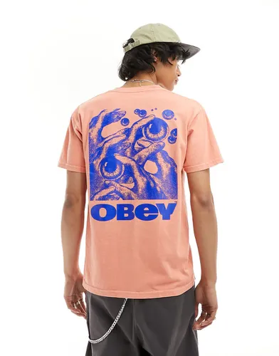 T-shirt avec imprimé yeux au dos - Pêche - Obey - Modalova