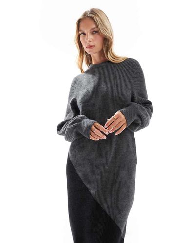 Robe longue en maille effet color block - Noir et - Object - Modalova