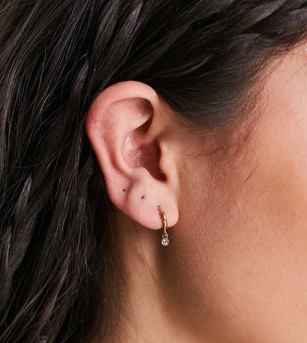 Petites créoles avec mini cristaux Swarovski en plaqué or - Orelia - Modalova
